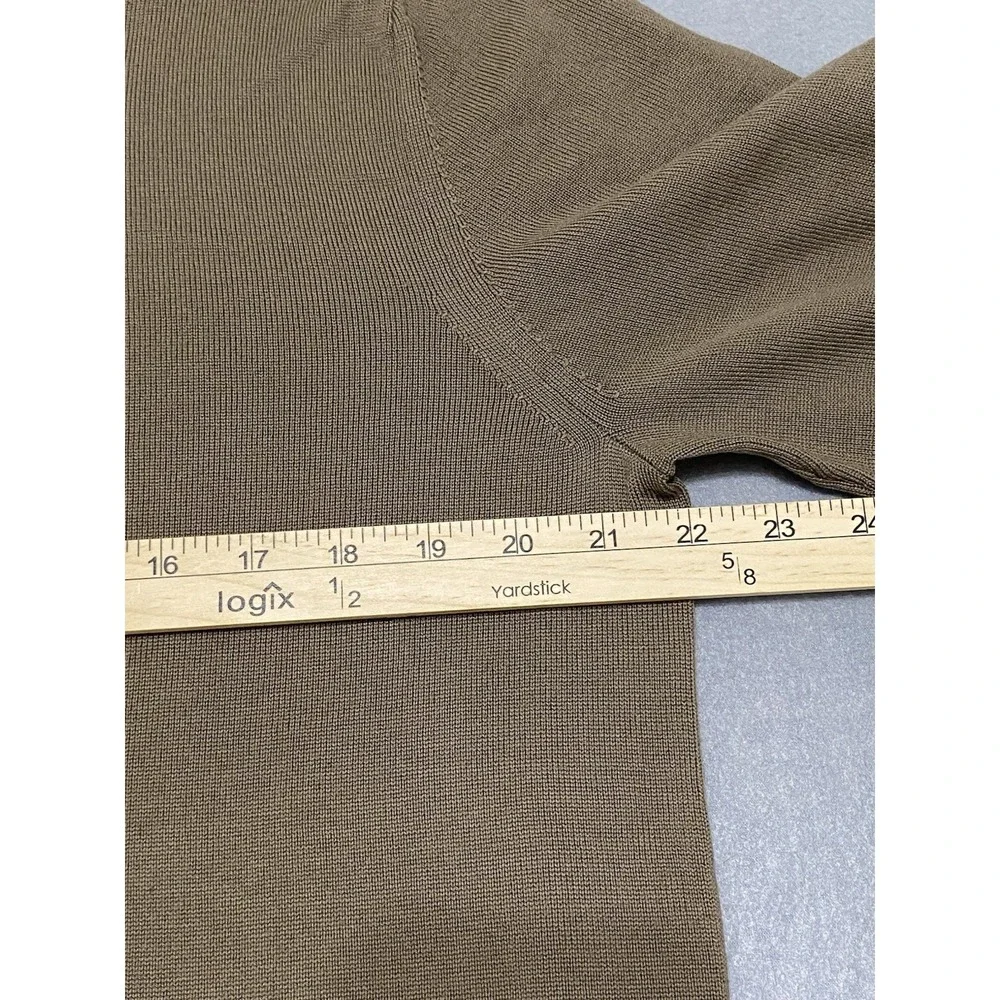 Banana Republic Mens L V-Neck Sweater Olive Brown Extra Fine Italian Merino Wool